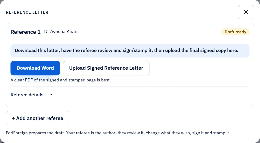 Reference letter