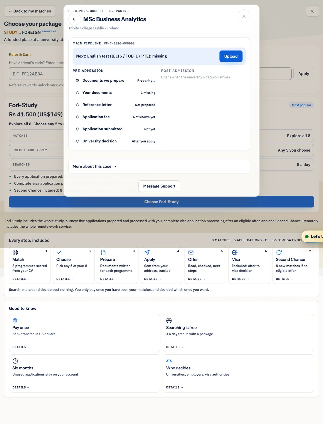 The packages page